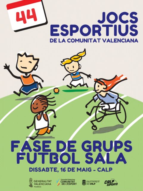 ⚽🏆 Calp acollirà la fase provincial dels 44 Jocs Esportius de la Comunitat Valenciana en la categoria de futbol sala aleví mixt!

📍 El pròxim dissabte, 16 de maig, els Pavellons Ifac, Pista Blava i Domingo Crespo reuniran equips d’arreu de la província d’Alacant en una jornada plena d’esport, convivència i valors.

🙌 Participaran 11 equips de municipis com Calp, Dénia, Elda, Novelda, Callosa, Pilar de la Horadada o Alacant, convertint Calp en el centre del futbol sala base provincial. 

⚡ Durant tot el matí es disputaran els partits de la fase de grups, d’on eixiran els equips classificats per a la fase final que tindrà lloc a Altea el 30 de maig. 

💚 Des de l’Ajuntament de Calp continuem apostant per l’esport base i per acollir esdeveniments que fomenten la participació, la inclusió i la vida saludable.

—
⚽🏆 Calp acogerá la fase provincial de los 44 Jocs Esportius de la Comunitat Valenciana en la categoría de fútbol sala alevín mixto.

📍 El próximo 16 de mayo, los pabellones Ifach, Blau y Domingo Crespo reunirán a equipos de toda la provincia de Alicante en una jornada llena de deporte, convivencia y valores.

🙌 Participarán 11 equipos de municipios como Calp, Dénia, Elda, Novelda, Callosa, Pilar de la Horadada o Alicante, convirtiendo a Calp en el centro del fútbol sala base provincial. 

⚡ Durante toda la mañana se disputarán los partidos de la fase de grupos, de donde saldrán los equipos clasificados para la fase final que tendrá lugar en Altea el 30 de mayo. 

💚 Desde el Ayuntamiento de Calp seguimos apostando por el deporte base y por acoger eventos que fomentan la participación, la inclusión y la vida saludable.

#Calp #Esport #DeporteBase #FutbolSala #JocsEsportius