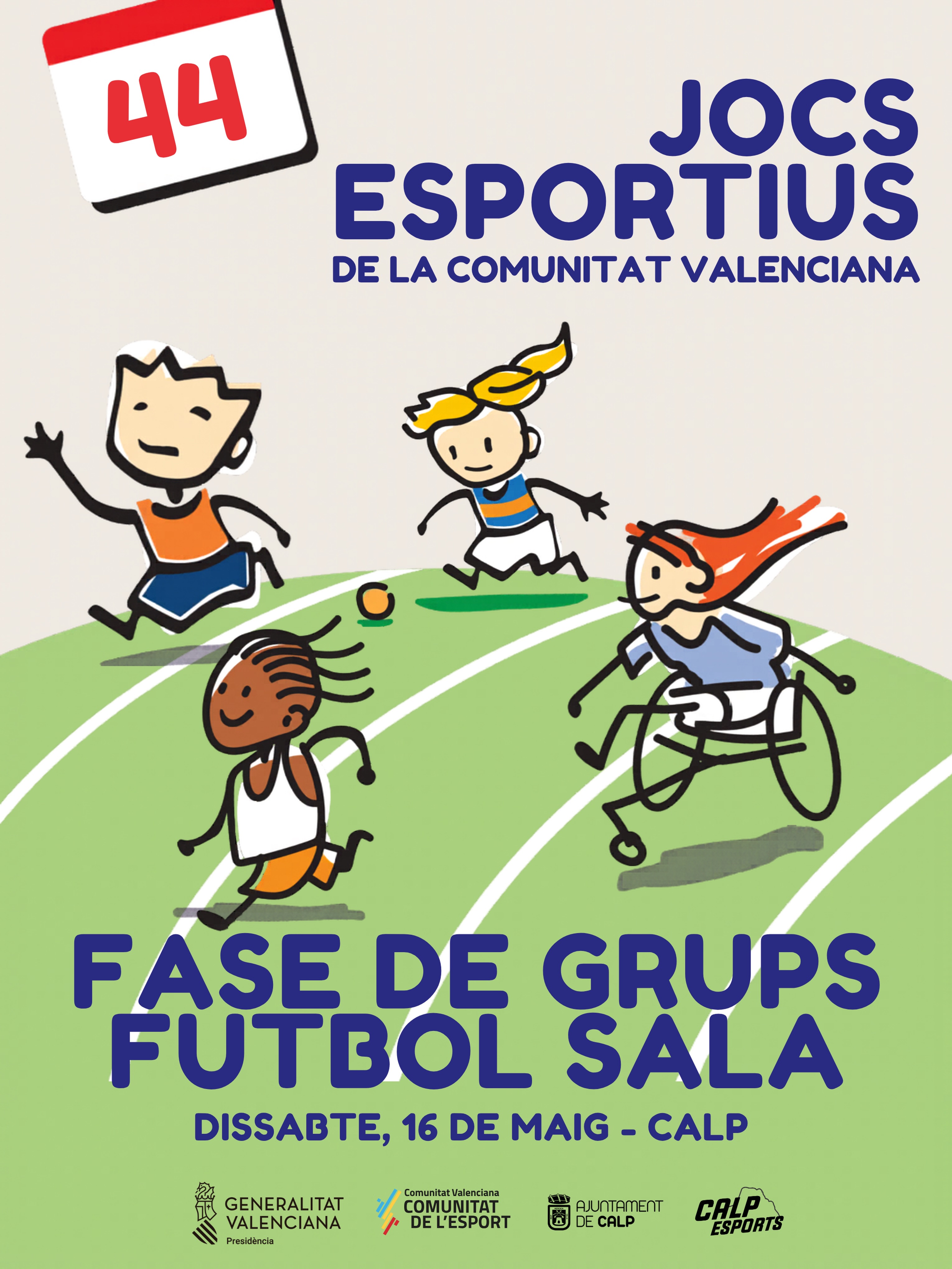 ⚽🏆 Calp acollirà la fase provincial dels 44 Jocs Esportius de la Comunitat Valenciana en la categoria de futbol sala aleví mixt!

📍 El pròxim dissabte, 16 de maig, els Pavellons Ifac, Pista Blava i Domingo Crespo reuniran equips d’arreu de la província d’Alacant en una jornada plena d’esport, convivència i valors.

🙌 Participaran 11 equips de municipis com Calp, Dénia, Elda, Novelda, Callosa, Pilar de la Horadada o Alacant, convertint Calp en el centre del futbol sala base provincial. 

⚡ Durant tot el matí es disputaran els partits de la fase de grups, d’on eixiran els equips classificats per a la fase final que tindrà lloc a Altea el 30 de maig. 

💚 Des de l’Ajuntament de Calp continuem apostant per l’esport base i per acollir esdeveniments que fomenten la participació, la inclusió i la vida saludable.

—
⚽🏆 Calp acogerá la fase provincial de los 44 Jocs Esportius de la Comunitat Valenciana en la categoría de fútbol sala alevín mixto.

📍 El próximo 16 de mayo, los pabellones Ifach, Blau y Domingo Crespo reunirán a equipos de toda la provincia de Alicante en una jornada llena de deporte, convivencia y valores.

🙌 Participarán 11 equipos de municipios como Calp, Dénia, Elda, Novelda, Callosa, Pilar de la Horadada o Alicante, convirtiendo a Calp en el centro del fútbol sala base provincial. 

⚡ Durante toda la mañana se disputarán los partidos de la fase de grupos, de donde saldrán los equipos clasificados para la fase final que tendrá lugar en Altea el 30 de mayo. 

💚 Desde el Ayuntamiento de Calp seguimos apostando por el deporte base y por acoger eventos que fomentan la participación, la inclusión y la vida saludable.

#Calp #Esport #DeporteBase #FutbolSala #JocsEsportius